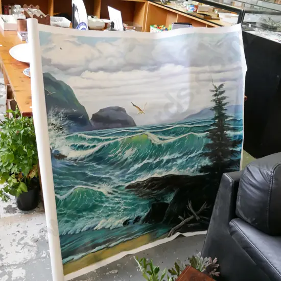 large unframed oil on canvas - seascape