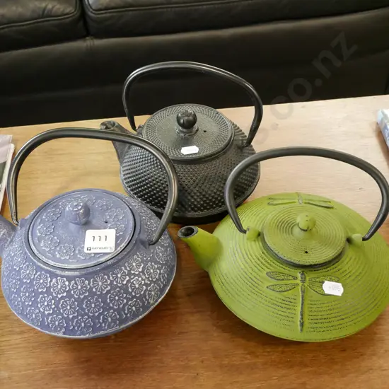 3x as-new cast  iron tea pots