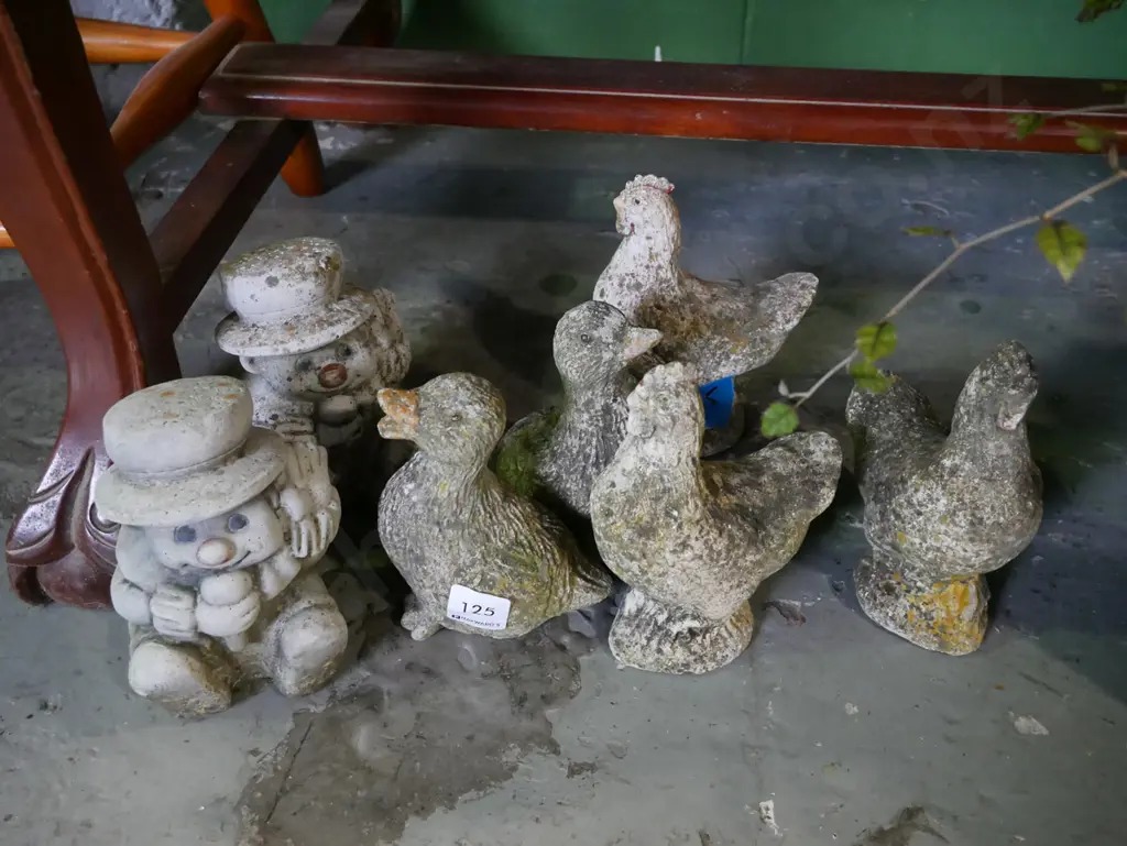various small concrete gardens - chickens, clowns Image 1++