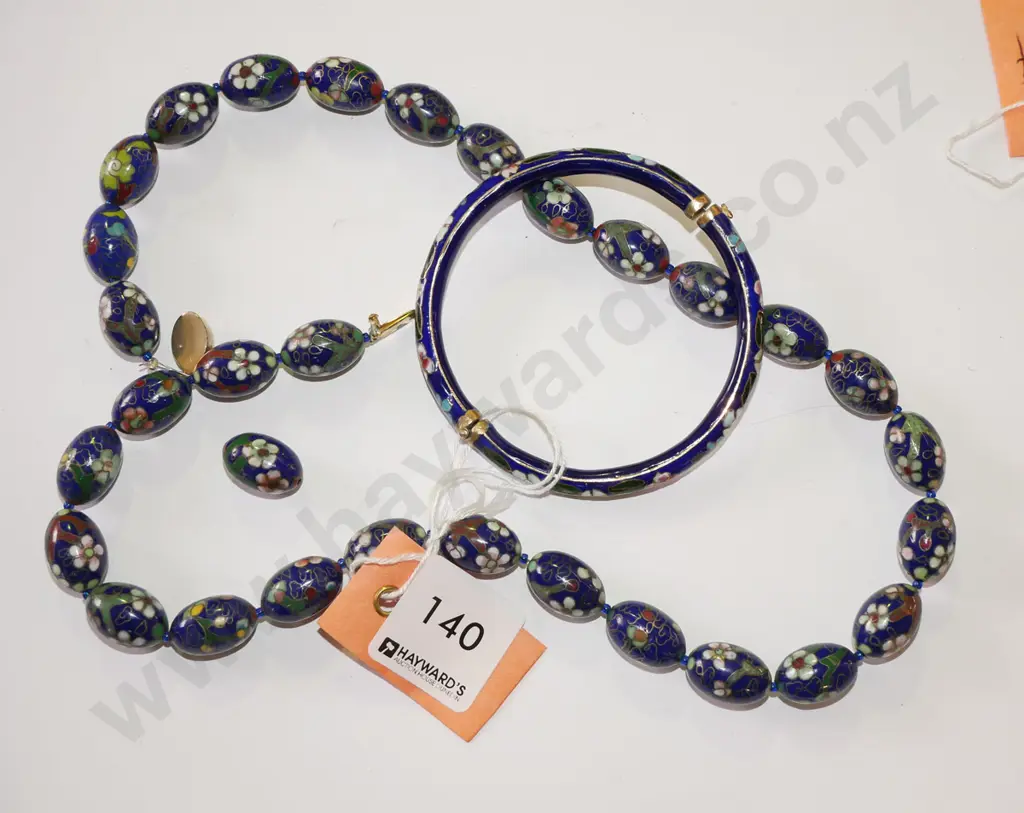 blue enamel bracelet & necklace Image 1++
