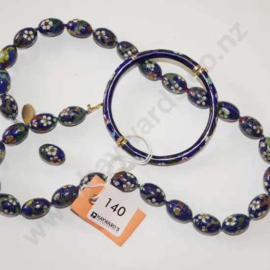 blue enamel bracelet & necklace