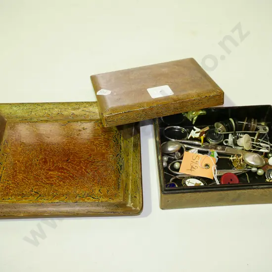 small lacquer tray & tinket box with contents