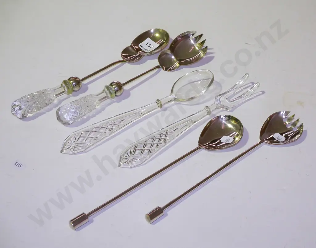 cut glass & plated ware salad servers Image 1++