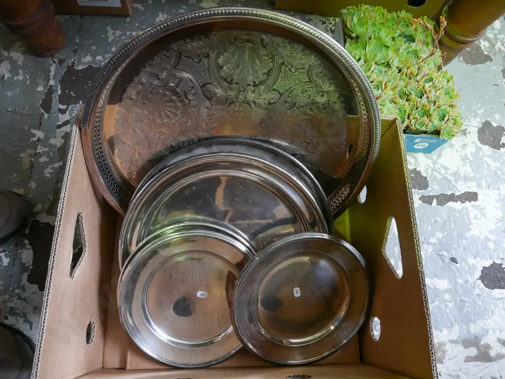 box of plated ware trays Image 1++