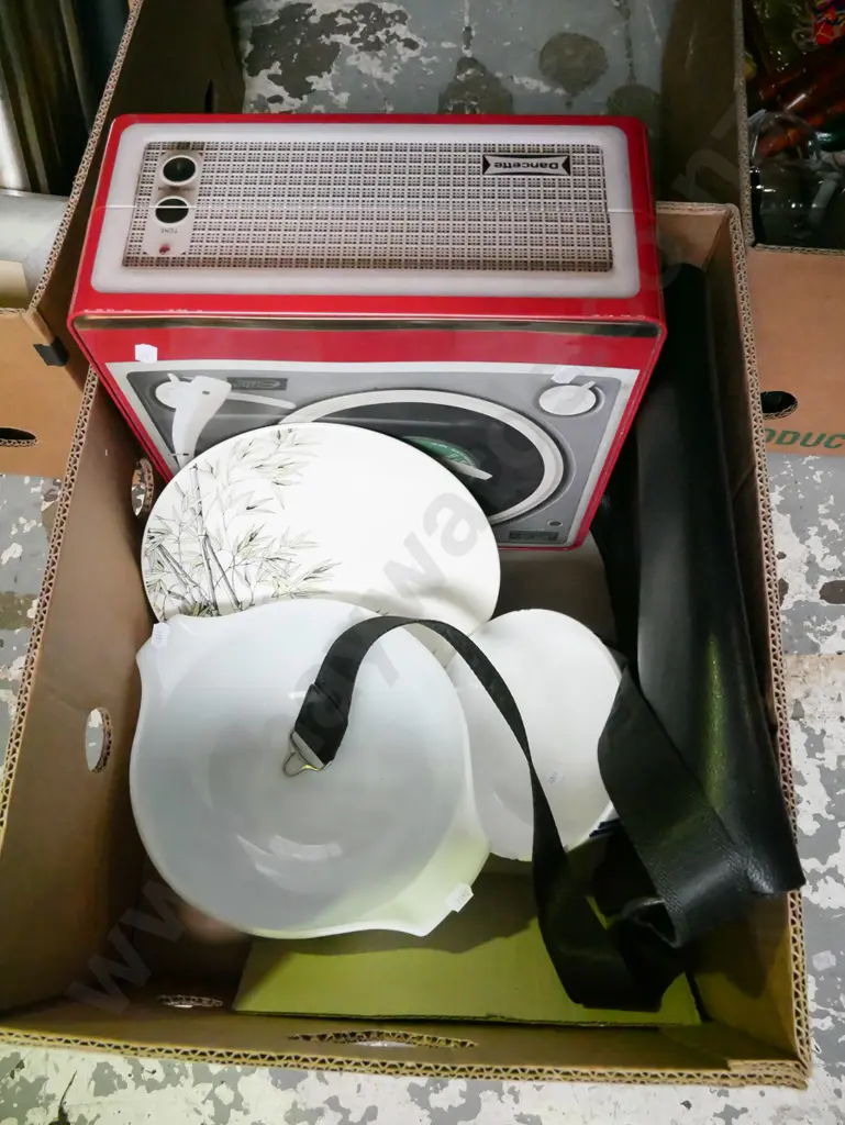 box; satchel, glass bowls, cake tin etc Image 1++