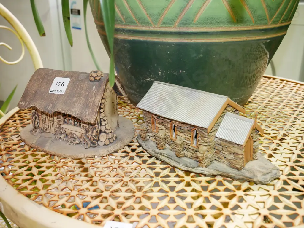 2x ornamental studio pottery cottage, stone church Image 1++