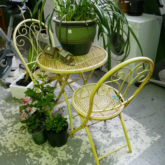 metal outdoor table and 2 chairs