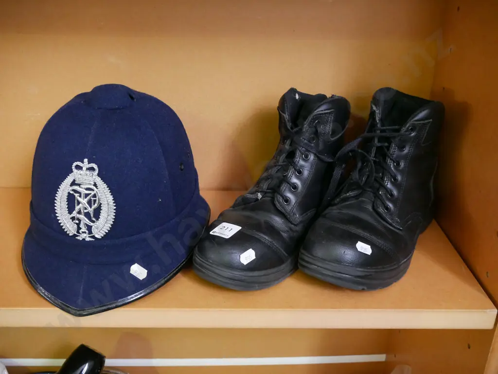 old school police helmet and boots Image 1++