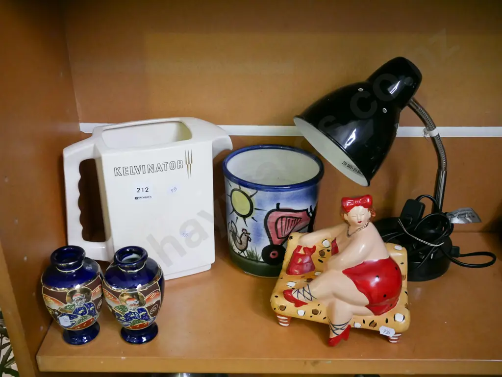 Crown Lynn Kelvinator jug - crazing, desk lamp, figurine, vases etc Image 1++