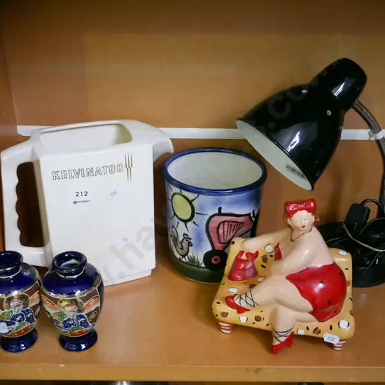 Crown Lynn Kelvinator jug - crazing, desk lamp, figurine, vases etc