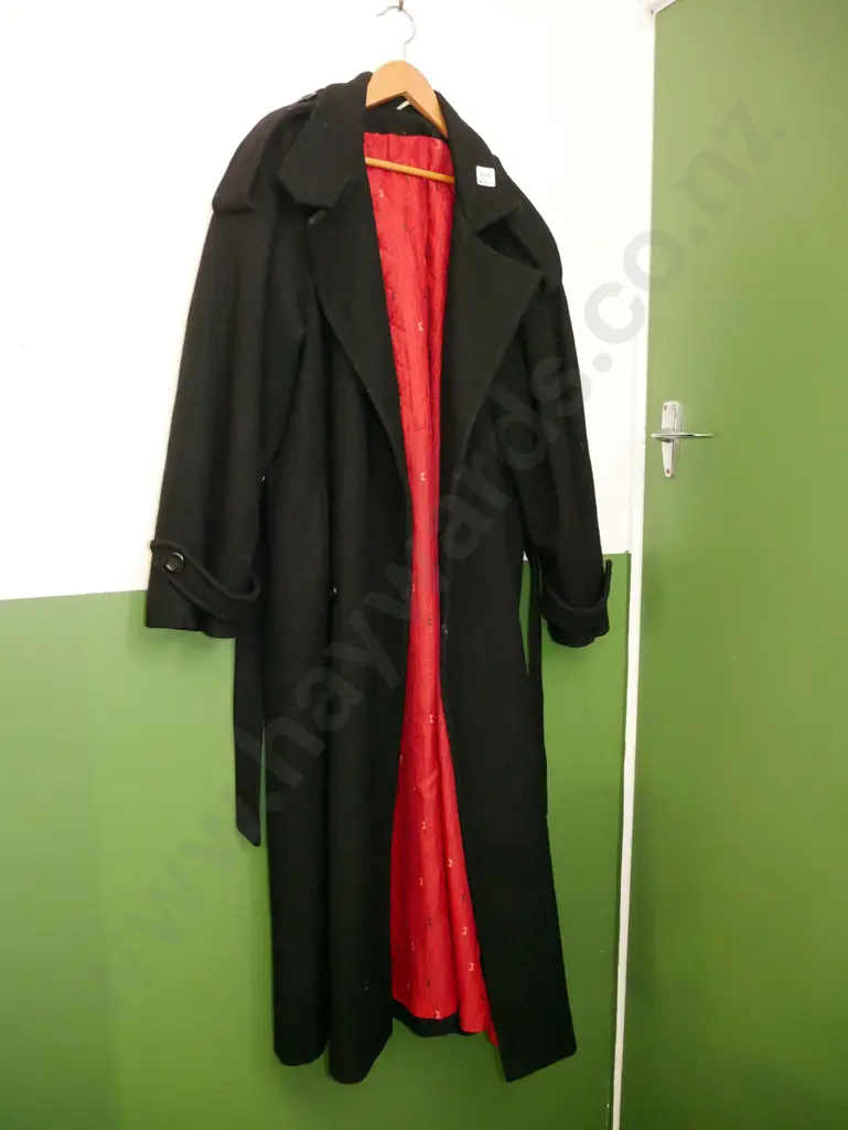 ladies black wool and polyester long coat Image 1++