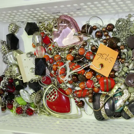plastic tray of costume jewellery