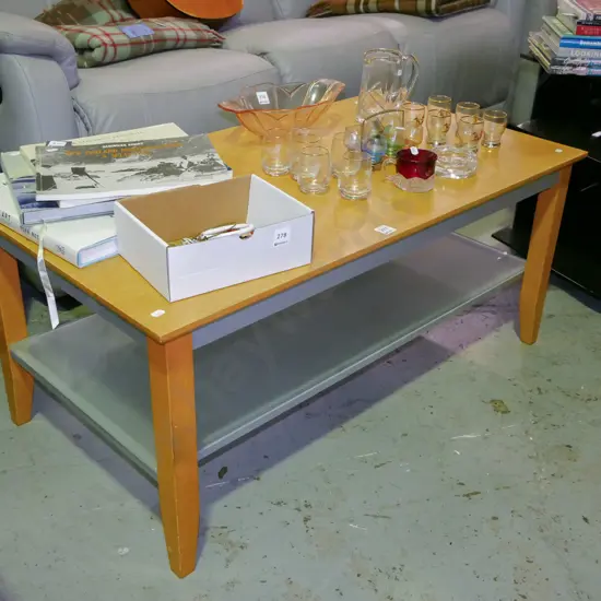wood, metal and glass modern coffee table H-430 W-1000 D-540