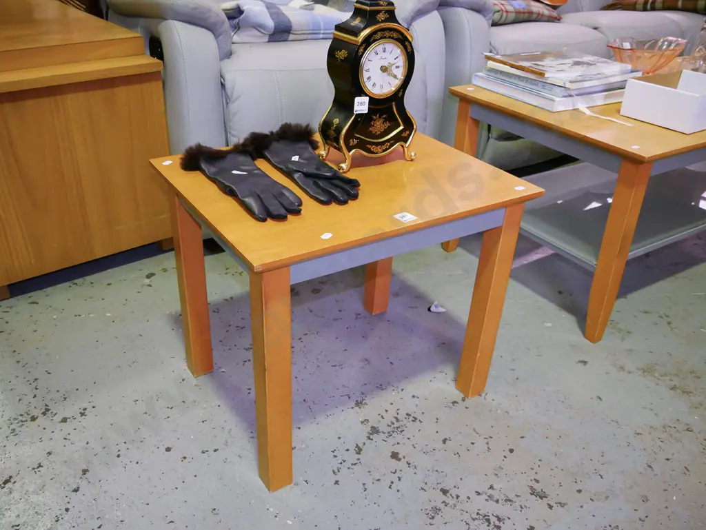 modern metal and wood end table Image 1++