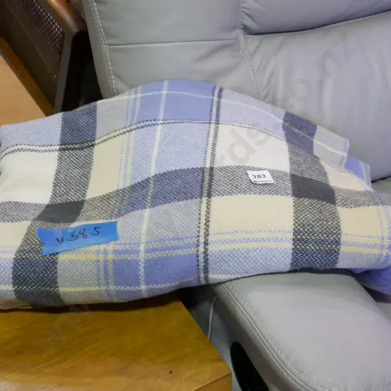 blue and white checked blanket