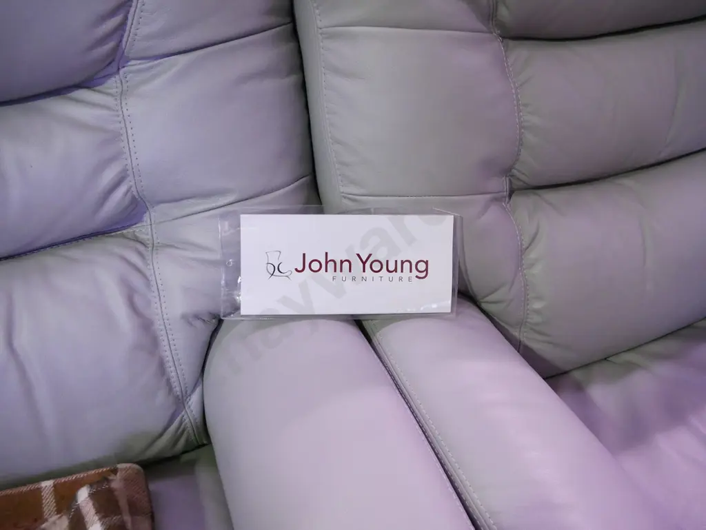 John Young grey leather 3 piece lounge suite with 2 reclining singles and reclining 3 seater settee Image 1++