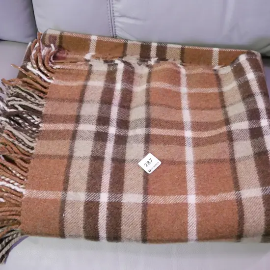 brown checked woollen blanket