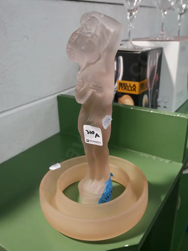 deco style glass figurine and circular trough vase Image 1++