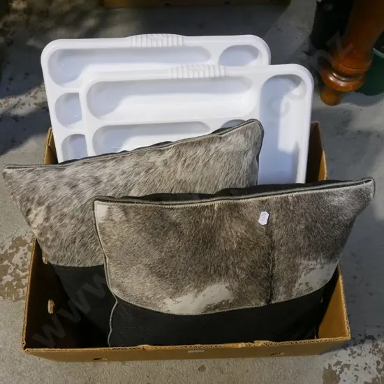 box; 2 cushions, 2 plastic cutlery trays
