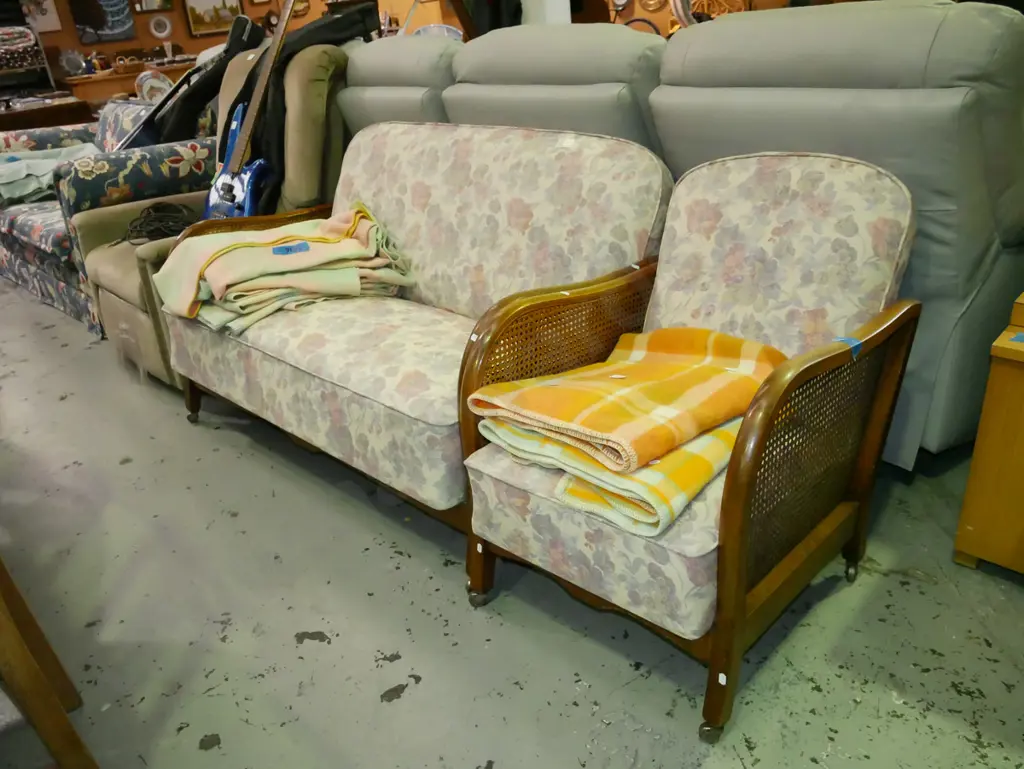 floral upholstered bergere louge suite - 2 seater and 1 single Image 1++