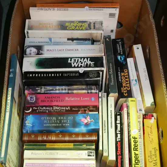 box of various books