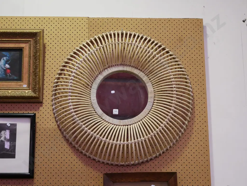 circular cane framed wall mirror  Image 1++
