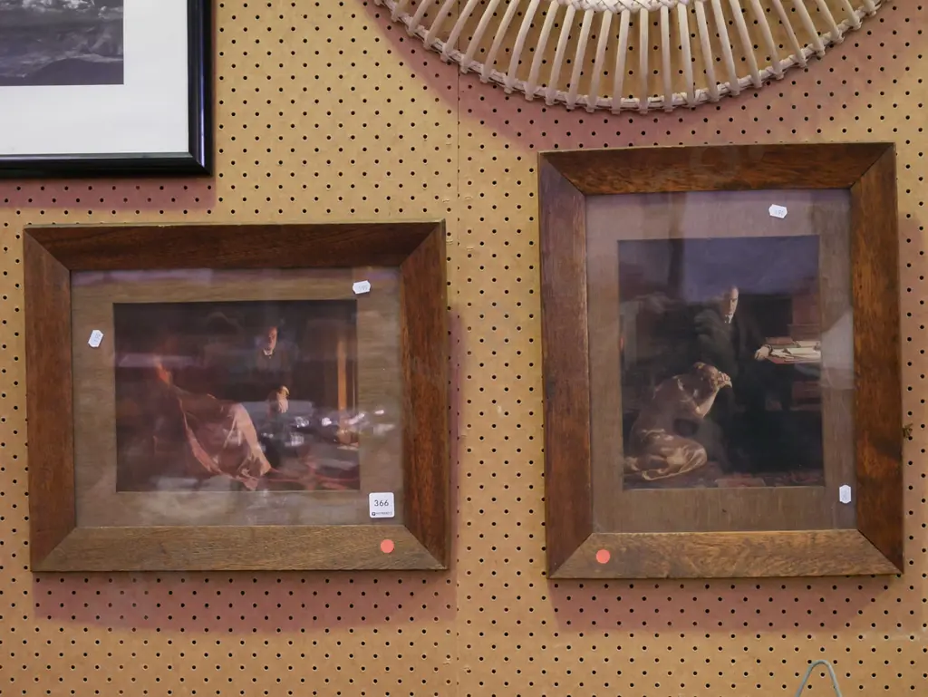 2x oak framed prints - man and woman Image 1++