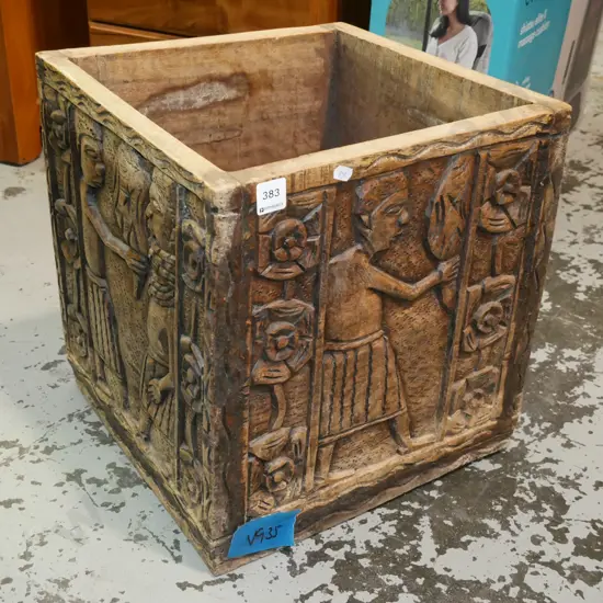 heavily carved Indonesian box/jardiniere H-380