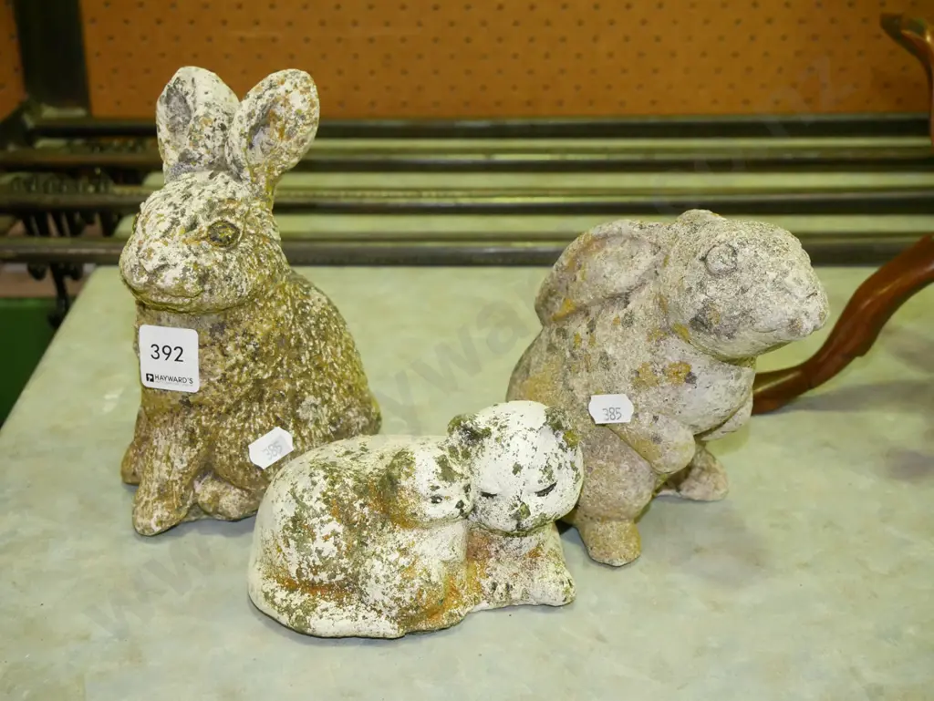 concrete ornaments - rabbits and cats Image 1++