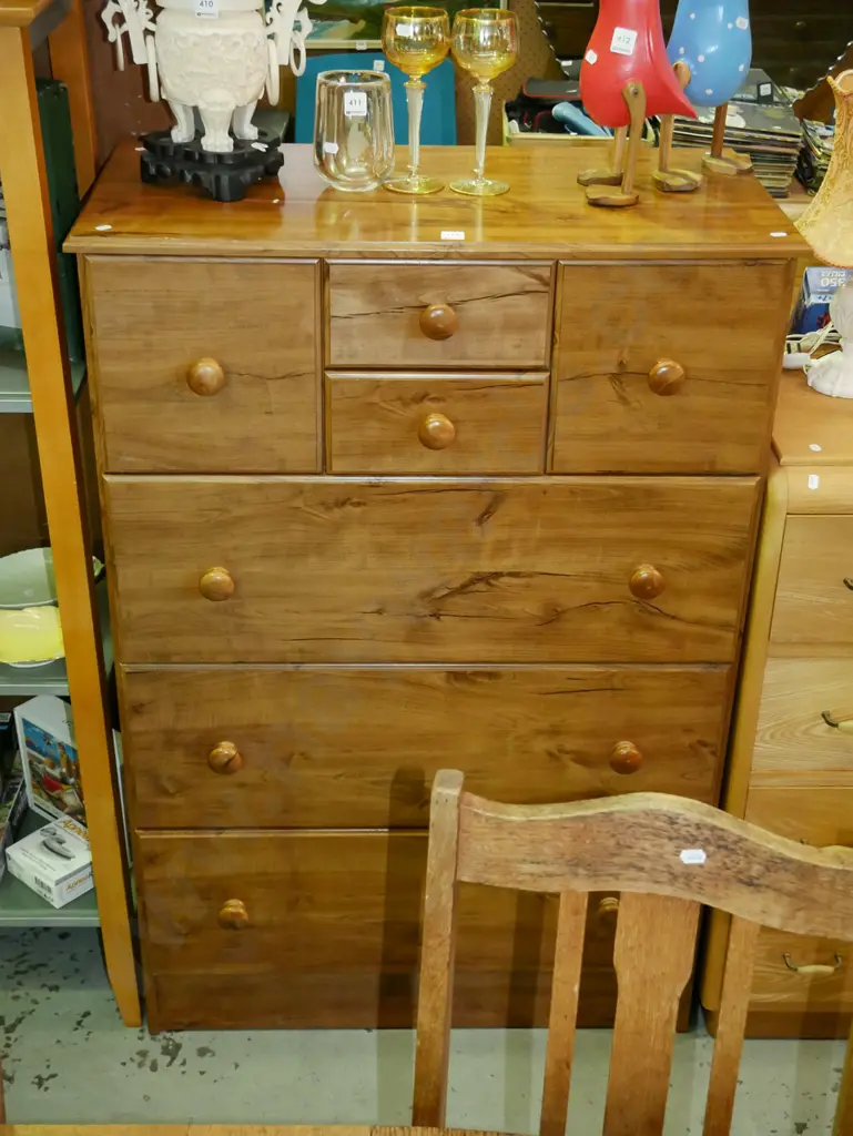 mdf faux wood veneer Scotch chest H-1200 W-810 D-410 Image 1++