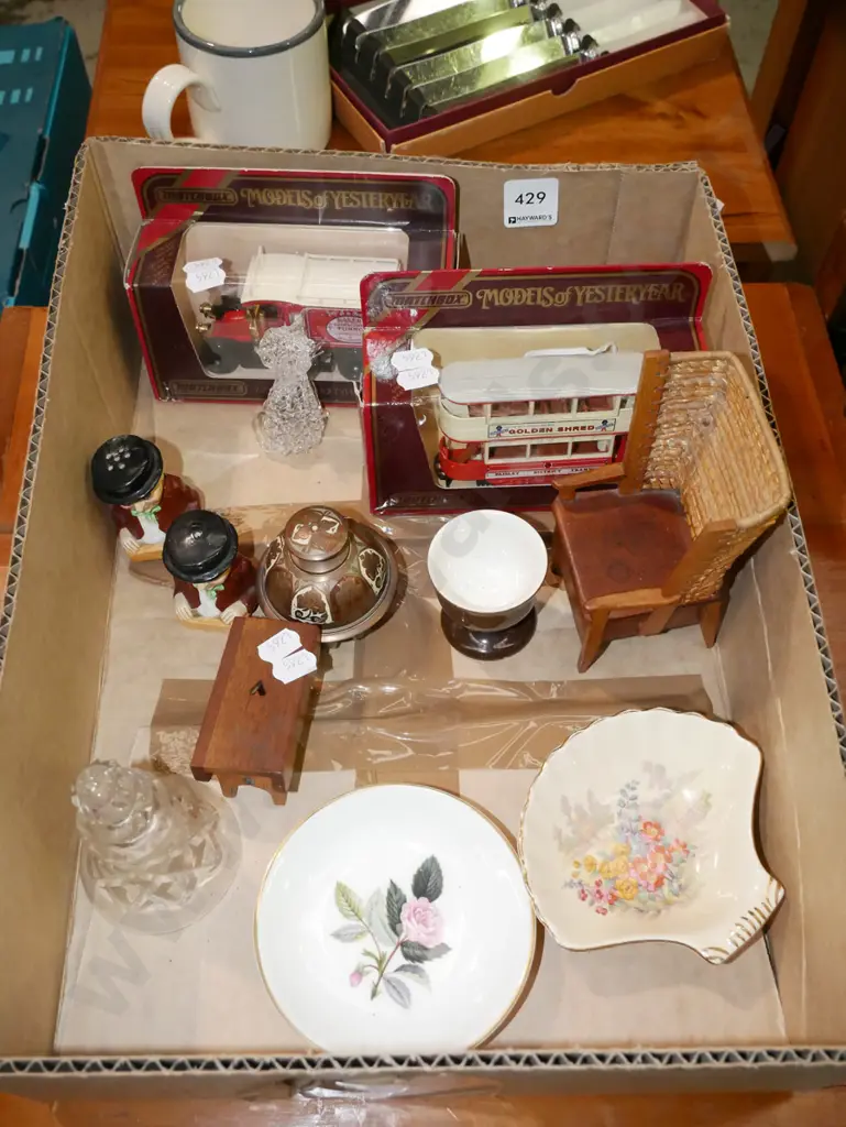 box; models of Yesteryear, brass bell, salt and pepper etc Image 1++