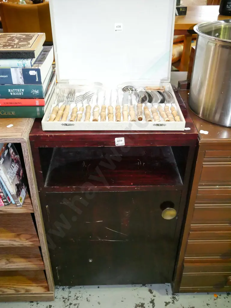 dark stained solid wood bedside cabinet Image 1++