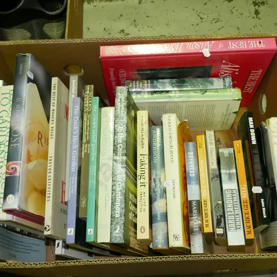 box of various books