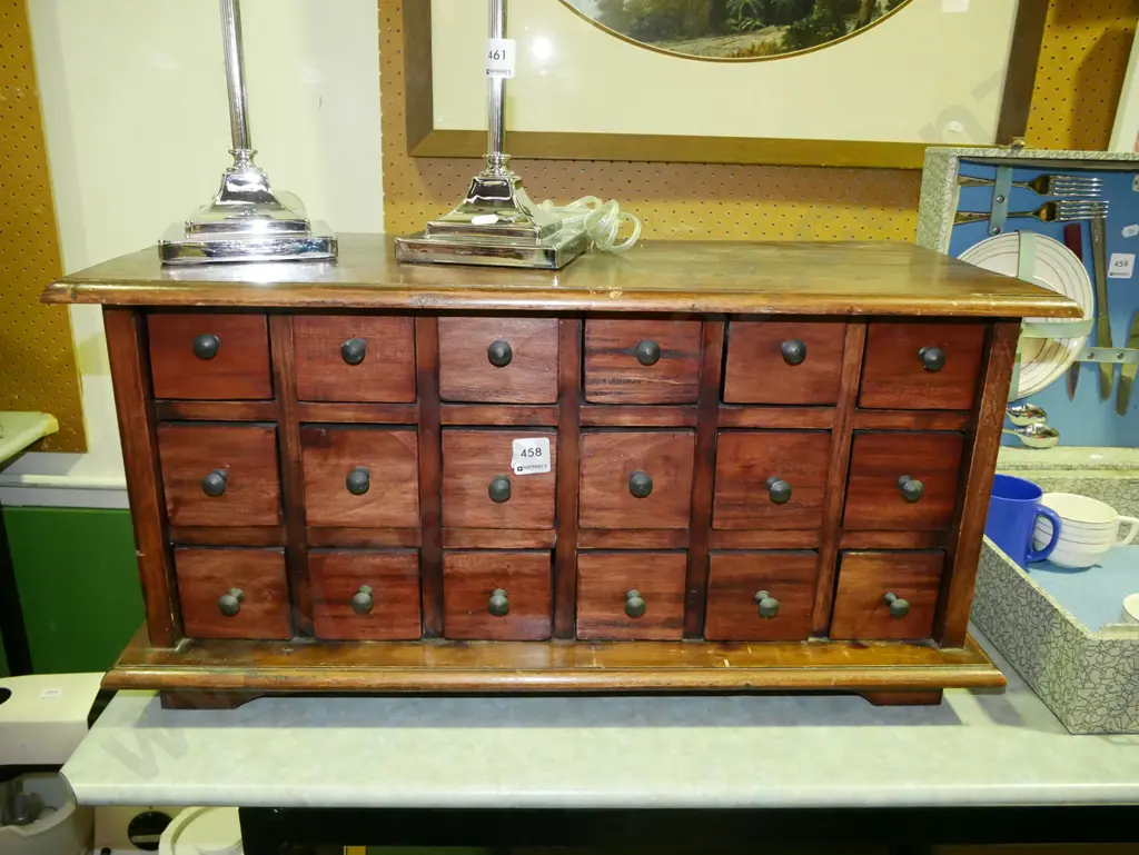 hardwood specimen chest with 18 drawers H-320 W-640 D-275 Image 1++