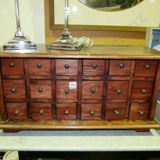 hardwood specimen chest with 18 drawers H-320 W-640 D-275