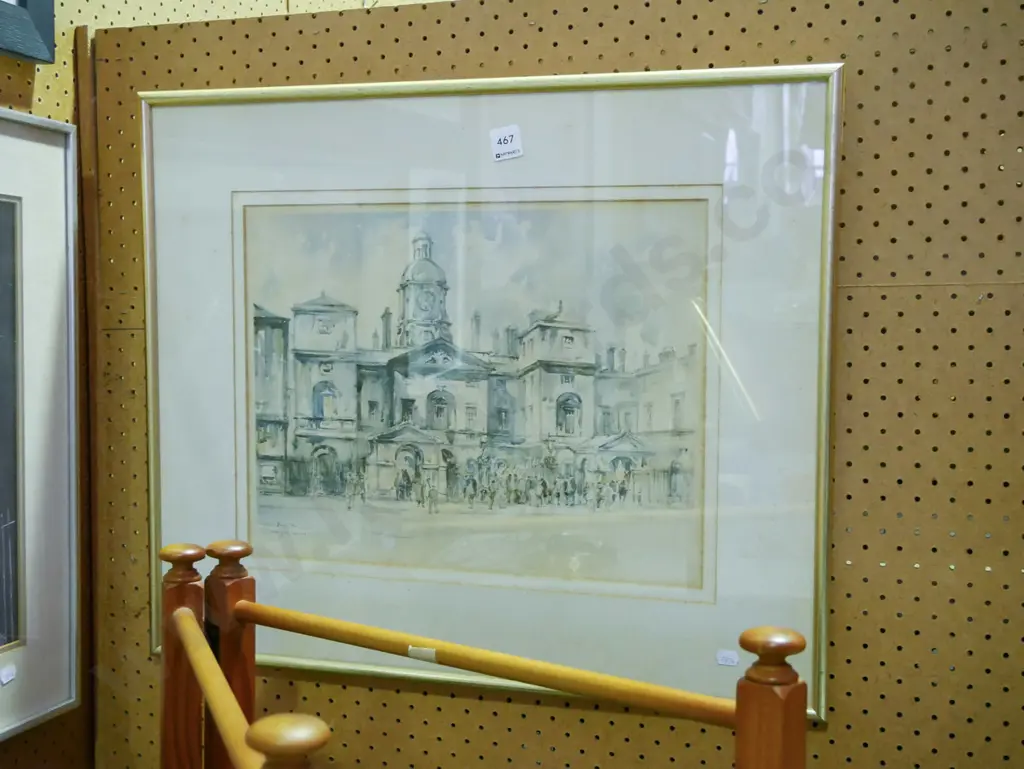 framed print -Horse Guards in London  -some foxing Image 1++