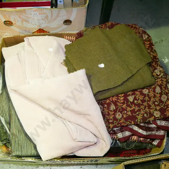 box of fabric pieces