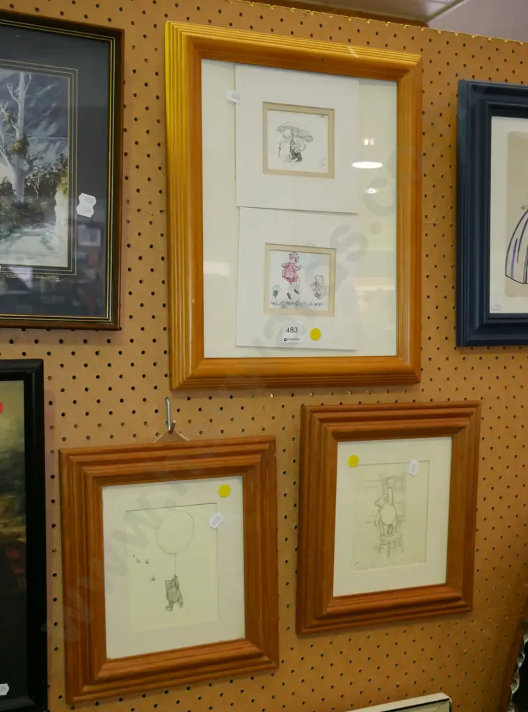 3x wood framed Winie the Pooh prints Image 1++