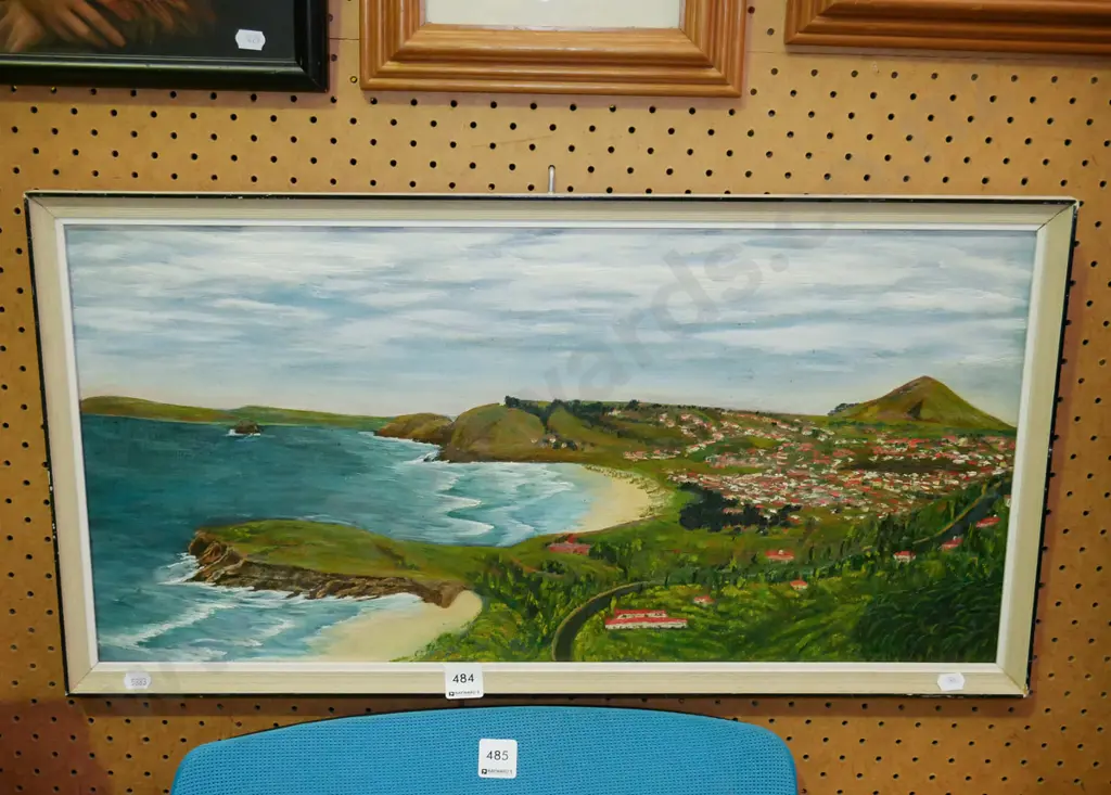 framed oil - sea, town and hill Image 1++