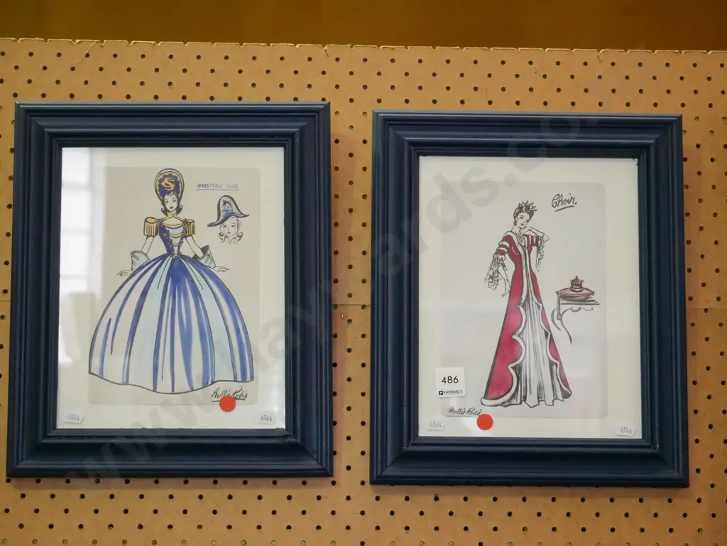 2x framed fashion prints - red dots Image 1++