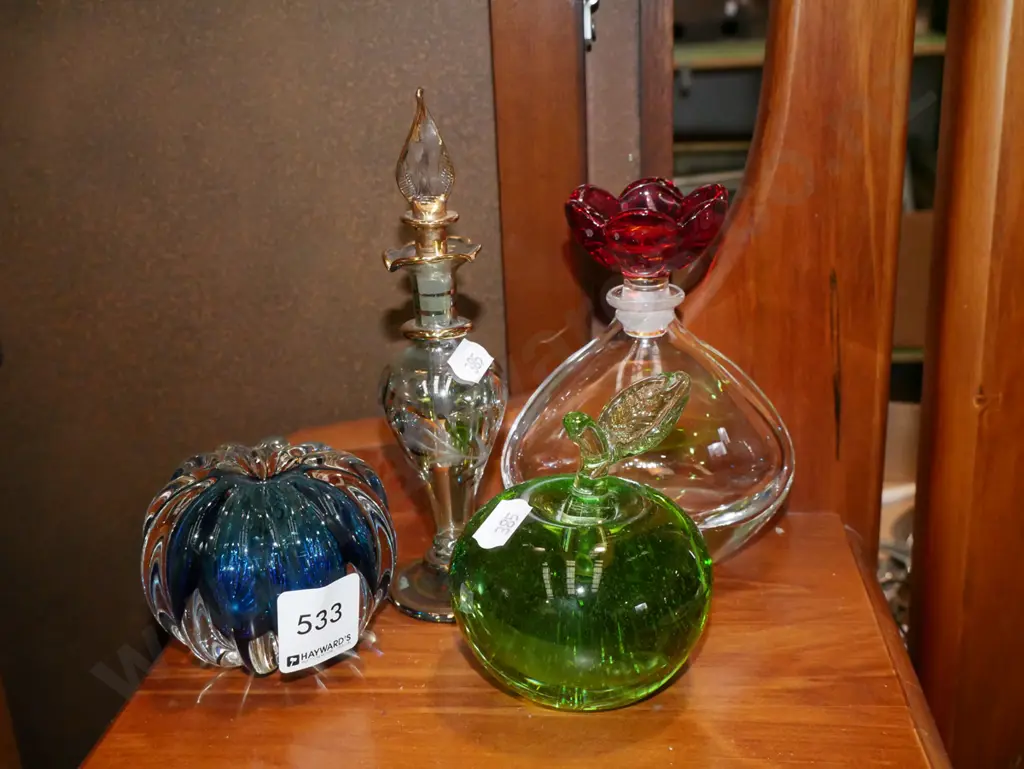 glass paperweights, 2 scent bottles Image 1++