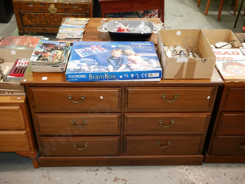 mahogany 6 drawer low boy - excellent condition H-690 W-1110 D-410 Image 1++