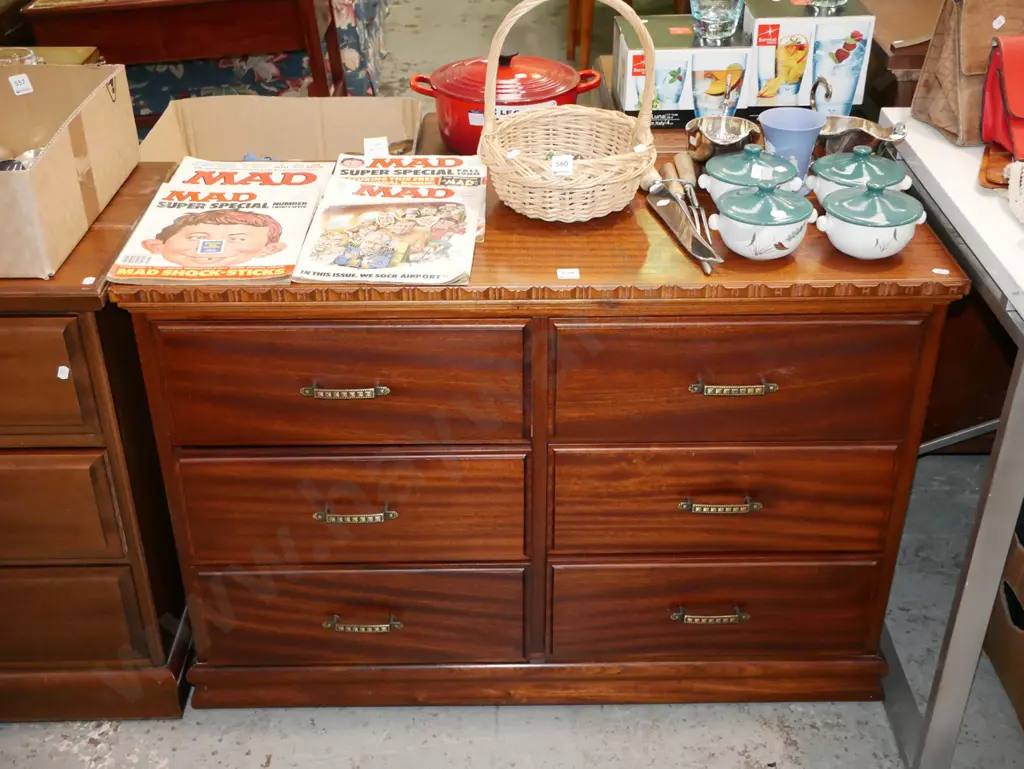 rimu and mahogany 6 drawer low boy H-690 W01000 W-400 Image 1++