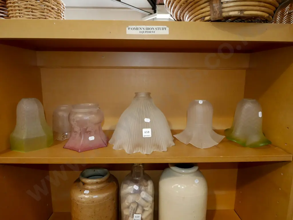 shelf of 6 Edwardian light shades Image 1++