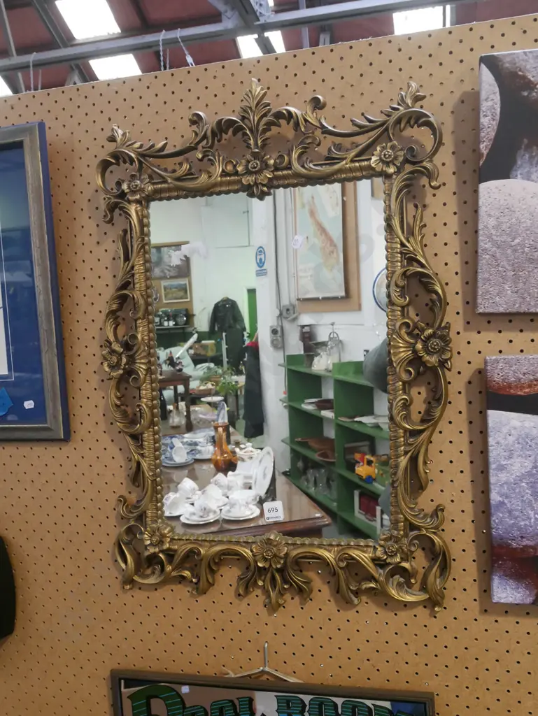 ornate gilt framed wall mirror Image 1++