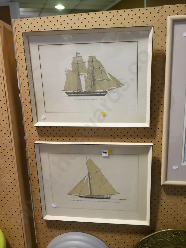 2x nautical themed prints - yellow dots Image 1++