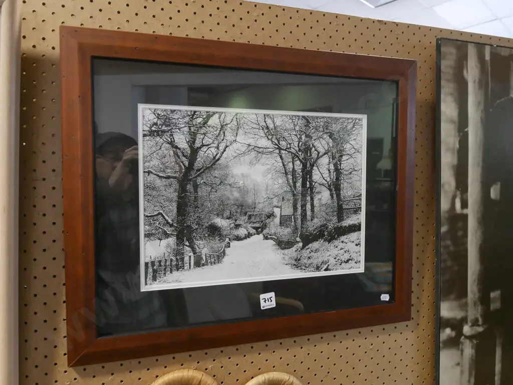 framed print - snowy village scene Image 1++