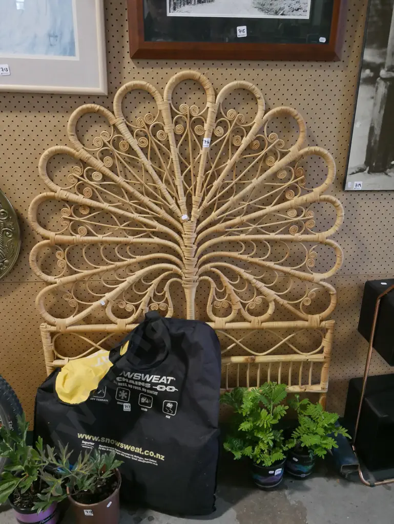 bamboo and cane peacock style single bed end Image 1++