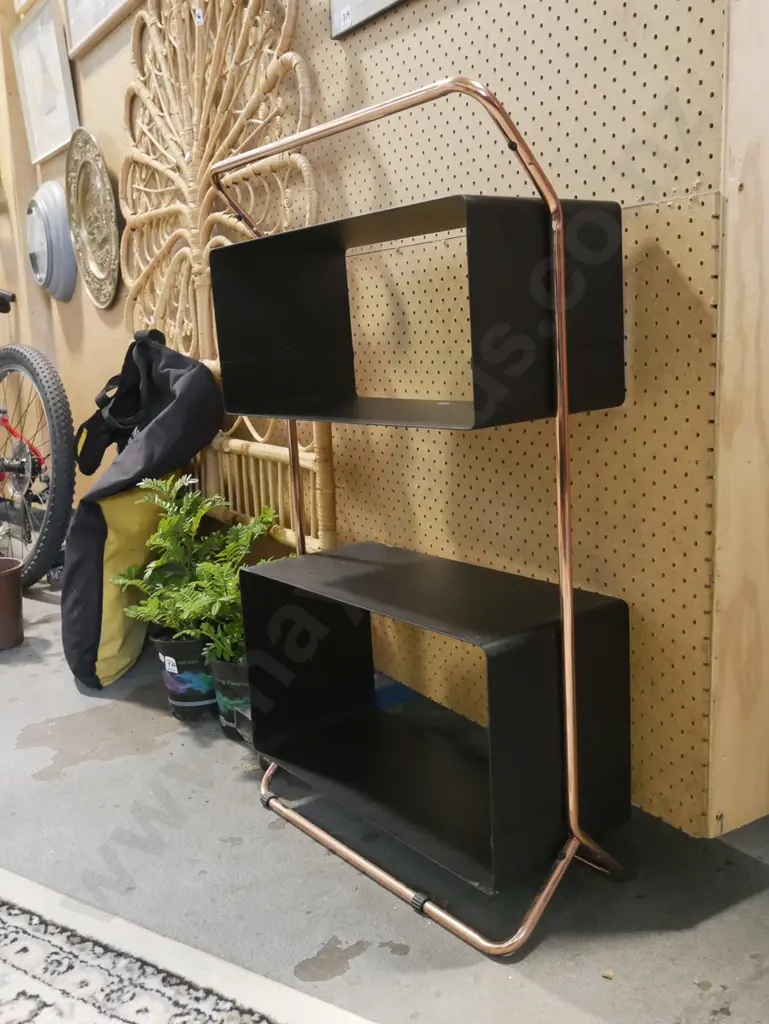 modern black metal and copper freestanding shelves Image 1++
