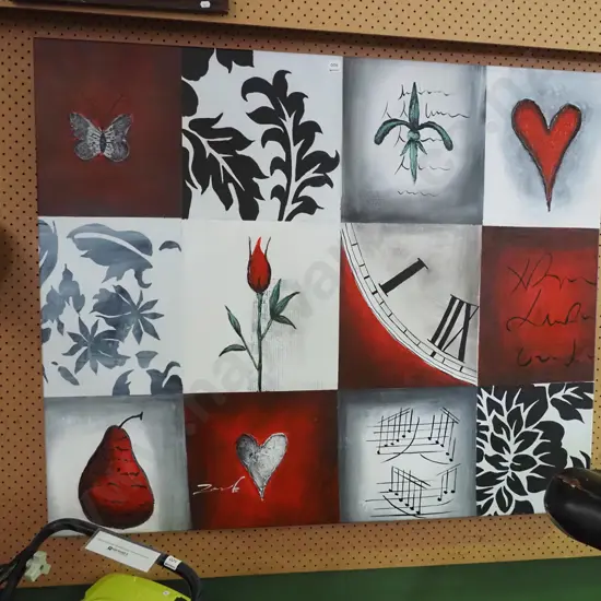 large acrylic on boxed canvas - flowers, fruits etc